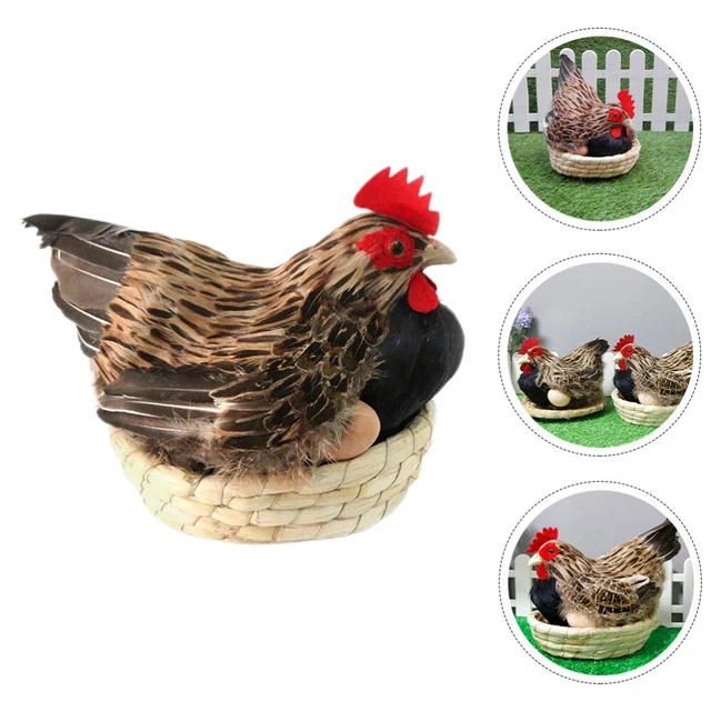Simulation Hen Outdoor Playset Miniature Chicken Figurine Statue Straw Child