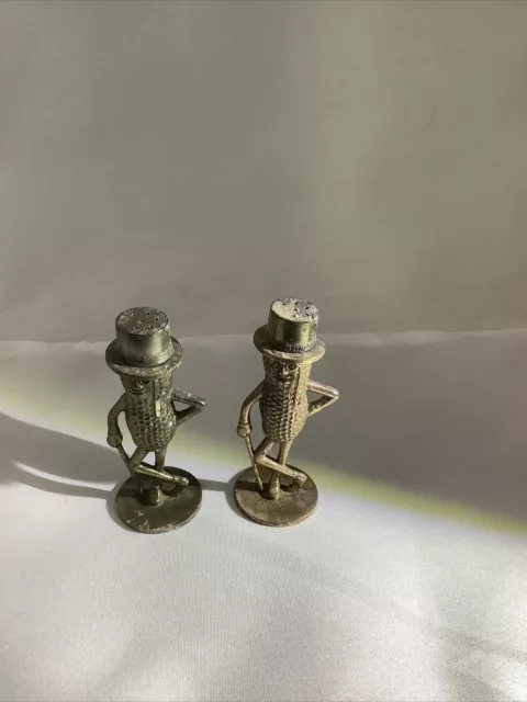 Vintage Planters Peanuts Mr Peanut Silver Plastic Salt And Pepper Shakers