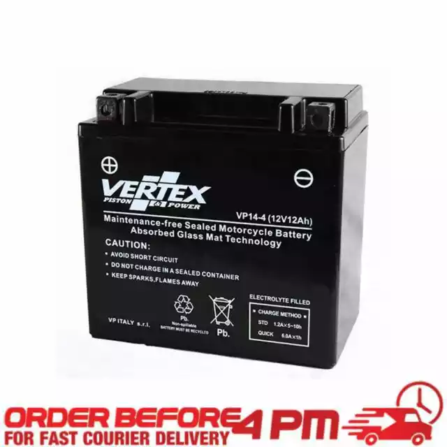 Vertex Gel Battery For Harley Davidson VRSCA 1130 V-Rod 2002 - 2006 YTX14-BS