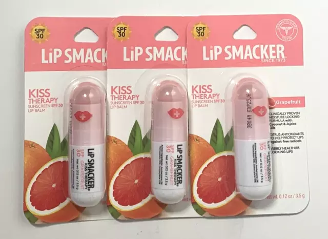 Lip Smacker kiss Therapy Sunscreen Lip Balm SPF 30 - Grapefruit - Lot of 3