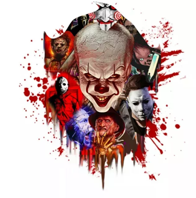 Horror Clown Movie Icons Patch Iron On Heat Transfer Applique Halloween 9" X 10"