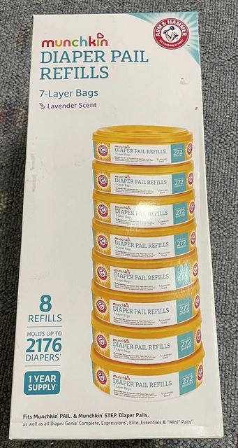 Munchkin Arm and Hammer Diaper Pail Refill Rings, 8 Pack,  7 Layer Bags