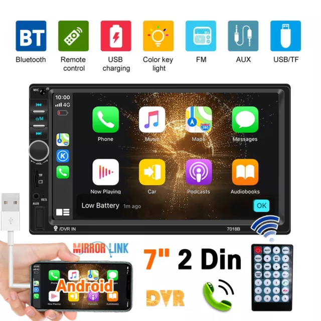 Autoradio stereo 7"" doppio 2DIN Bluetooth FM USB AUX touchscreen lettore MP5