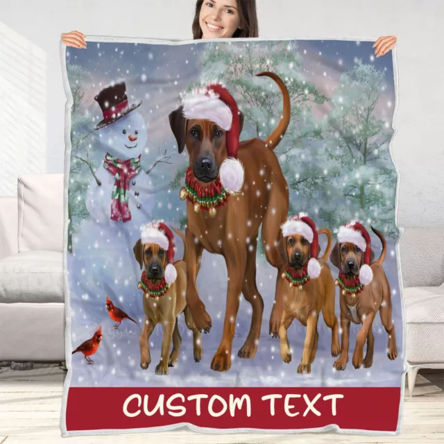 Rhodesian Ridgeback Dog Blanket Personalized Woven Fleece Sherpa Christmas NWT