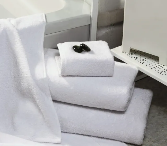 100% Turkish Cotton Hotel Collection White Bath, Hand Towel and Washcloth