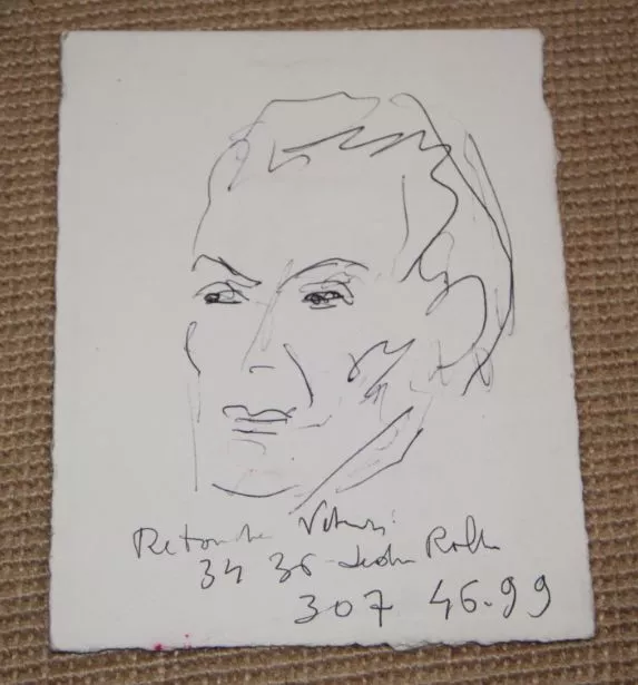 Dessin Charles Kiffer (1902-1992)  Portrait homme env 1960