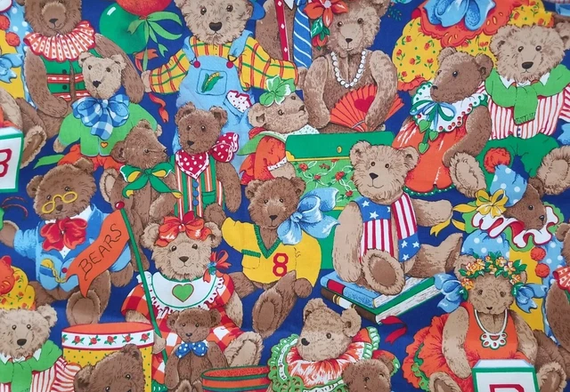 Edredón de algodón de tela de oso de peluche Cranston de colección ¡2,5 yardas! 45" de ancho