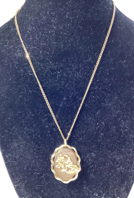 Vintage PR-ST & Co Art Deco 12k Filled Yellow Gold Floral Locket Necklace 8.5g