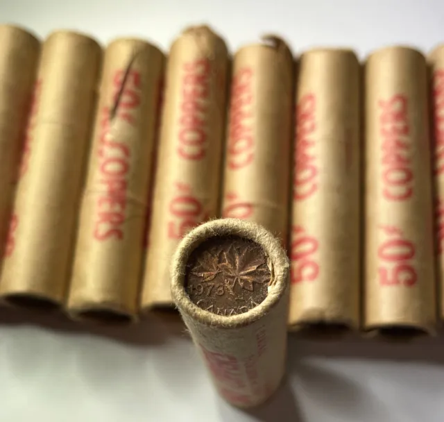 1973 Mint Sealed Roll Bank Of Montreal 50 Uncirculated Canada Pennies