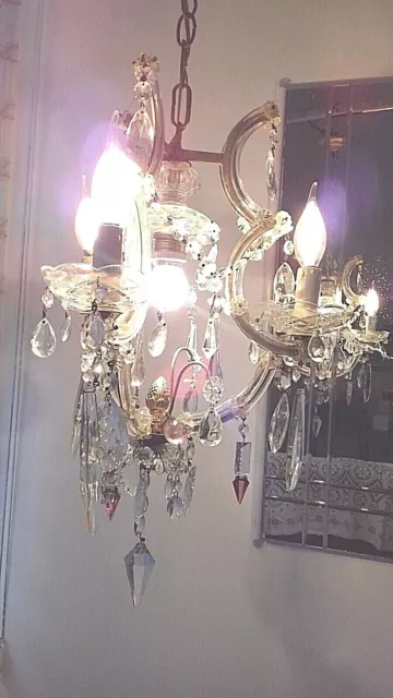 Lampadario d'epoca Maria Teresa in cristallo 4 luci old Chandelier crystallustre