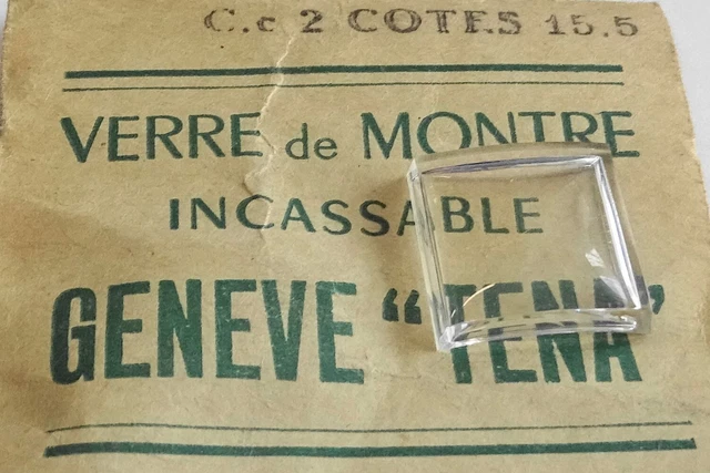 Verre De Montre Carré 15 Mm à 4 Côtés Cintré - Pour Montres Anciennes Ou De Collection
