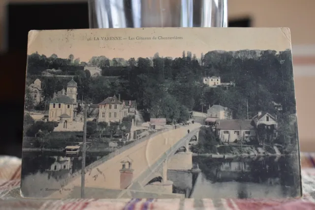 Les Coteaux de Chennevieres - La Varenne France Loire Bridge 1908 Postcard