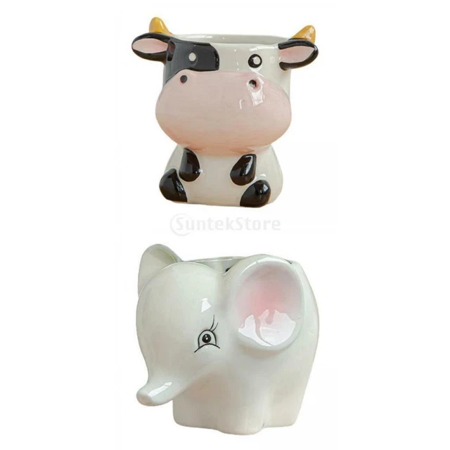 2x Pots Succulents Mignons Animal Pot De Fleur Plantes Planteur Intérieur