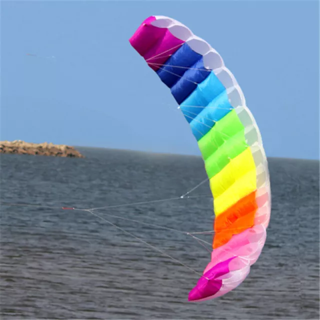 Rainbow Dual Line Kitesurfing Stunt Parachute Soft Parafoil Surfing Kite Outdoor