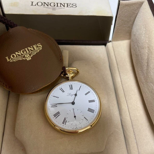 LONGINES POCKET WATCH Vintage Mechanical Manual Open Face Swiss Bag Box