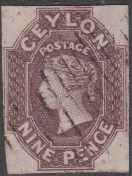 Ceylon 1859 Used 9d Purple Brown SG8 £950