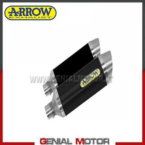 Terminali di Scarico Arrow Thunder Alluminio Nero Kawasaki Z 1000 2010 > 2013