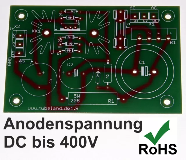 Anodenspannung DC bis 400V - Tubeland  Leiterplatte