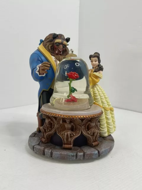 Vintage 1991 Disney Beauty and the Beast Rose Musical Snow Globe Belle *READ