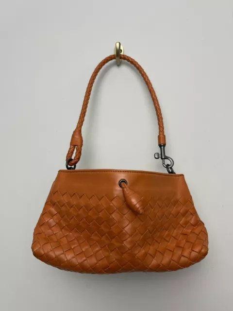 Bottega Veneta Woven Leather Handbag Pochette Intrecciato Brown Shoulder Bag