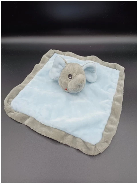 Doudou Plat Éléphant Bleu Gris - Sandy