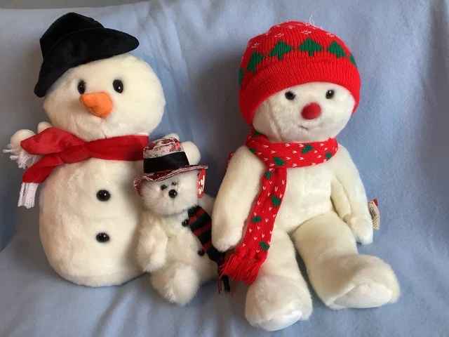 TY Beanie Buddies Christmas Snowman Bundle | Snowboy North Snowball Snowgirl