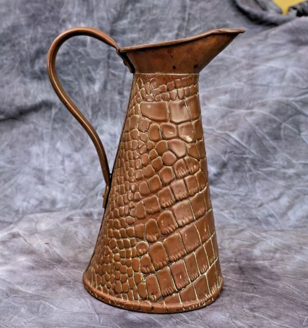 English antique Arts & Crafts copper jug -Joseph Sankey & Son (JS&S) lizard skin 3