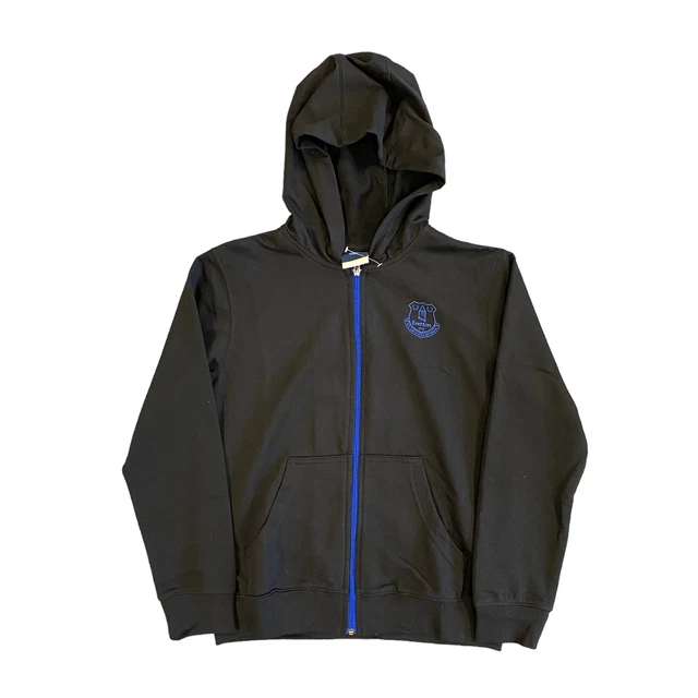 Felpa con cappuccio Everton Football per bambini (taglia 9-10y) nera e blu con cappuccio - nuova