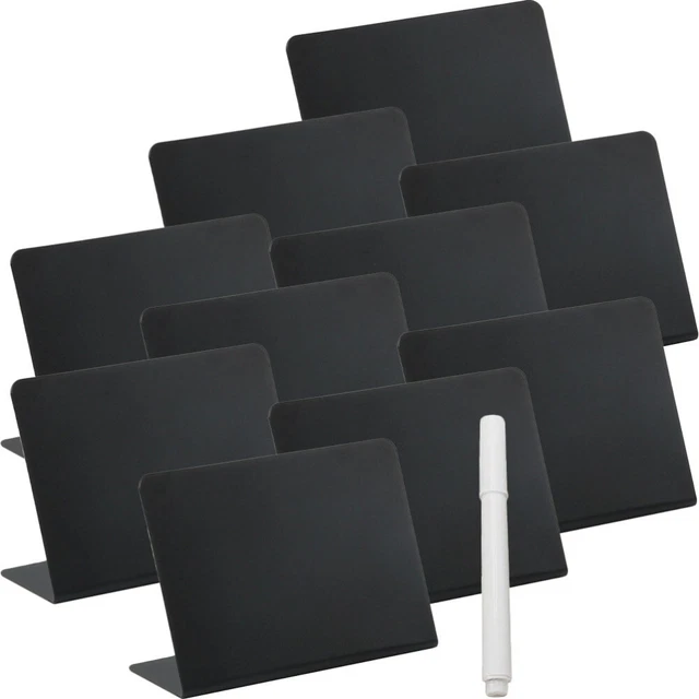 Lot De 2 Tableaux Noirs A4 Sur Support Bois - Double Face (Brillant/Mat) - Pour Bar, Café, Mariage, Événements