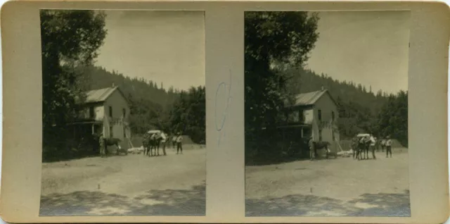 California stereoview 1860's Hoopa Hotel in Hoopa Valley, Humbolt City, CA