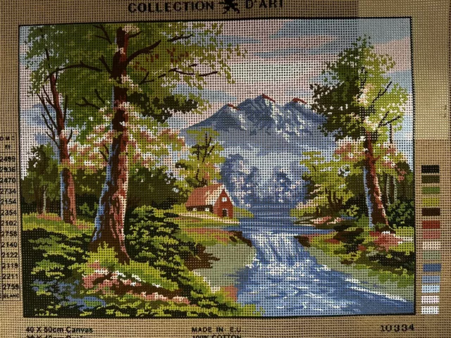 Printed needlepoint Tapestry   Canvas Only 40x50 Cm Rto Mountain Stream