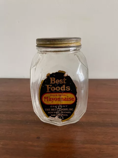 Vintage Large 1 Gallon Glass Best Foods Mayonnaise Jar Food