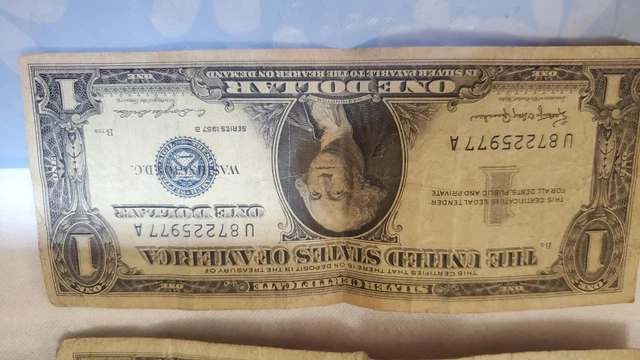 1957 One Dollar Blue Seal Series B Note Silver Certificate Old US Bill $1 Money