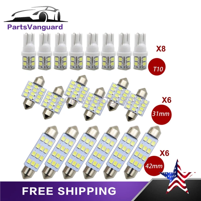 Car Interior White combo LED Map Dome Door Trunk License Plate Light Bulbs 20pc