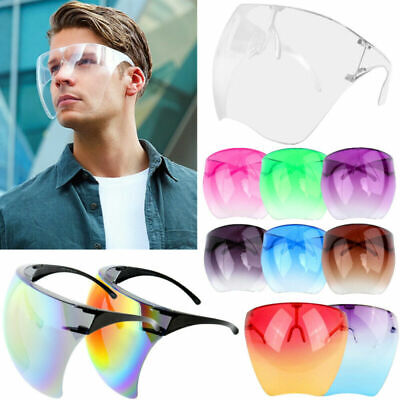 Clear Shield Face Mask Goggles Transparent Reusable Glasses Visor Anti-Fog Lot