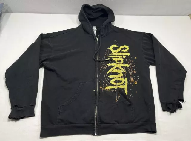 Vintage allover Slipknot All Hope Is Gone Hoodie Black Full Zip Size XL THRASHED