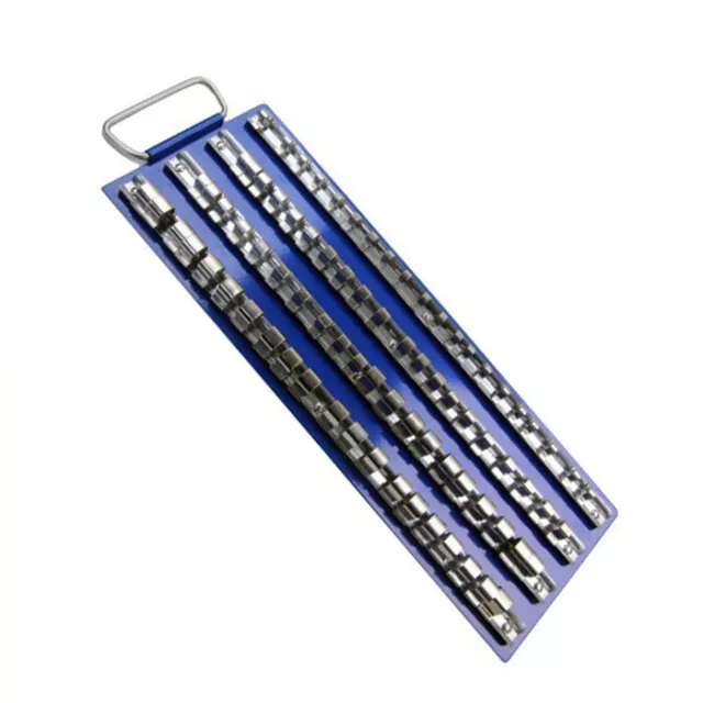 80 Metal Socket Rail Tray Holder 1/4 3/8 1/2 Dr Large Storage Rack c/w Handle