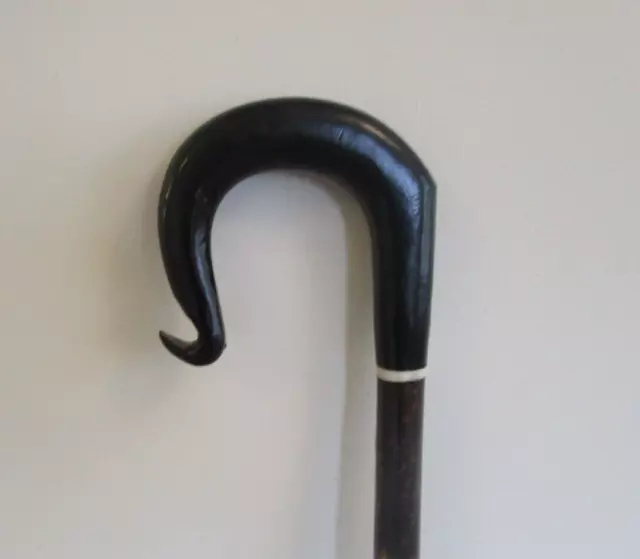 LOVELY BUFFALO HORN crook on HAZEL walking and hiking