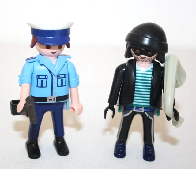 Playmobil Vintage Police 3136 De 2004 - Duo Policier Chien Voleur Valise - Occasion