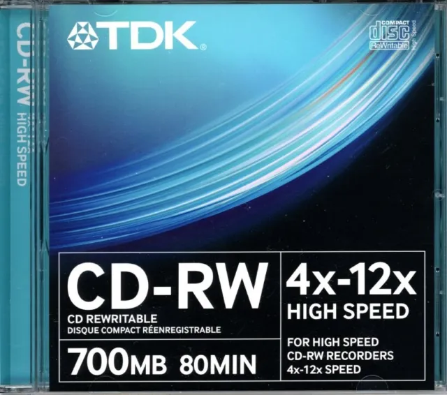 CD-RW 700MB 80Min, 4x-12x High Speed, TDK