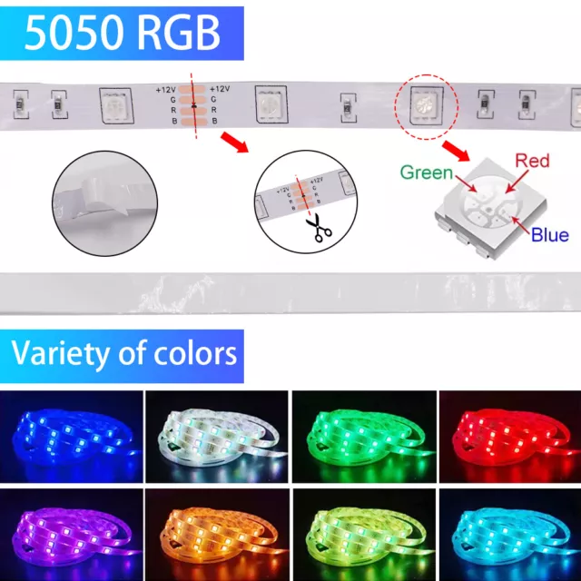 5-30M LED Stripe RGB Leiste Streifen 5050 Band WIFI Bluetooth APP Controller 12V 3