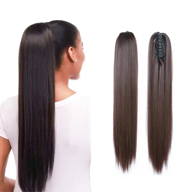 Synthetic Long Straight Claw Ponytail Wigs Clip In O2 Hairpin New Tail Hair D2M3