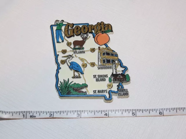 Georgia State Deer Golf Gator peach map magnet road rare fridge refrigerator