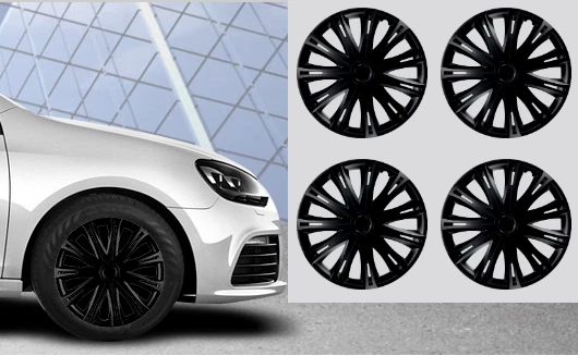 Wheel Trim Hub Cap Plastic Covers Full Set Spark Black 13/14/15/16 Inch
