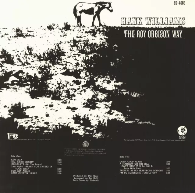 Roy Orbison - Hank Williams The Roy Orbison Way (LP) - Vinyl Country 2