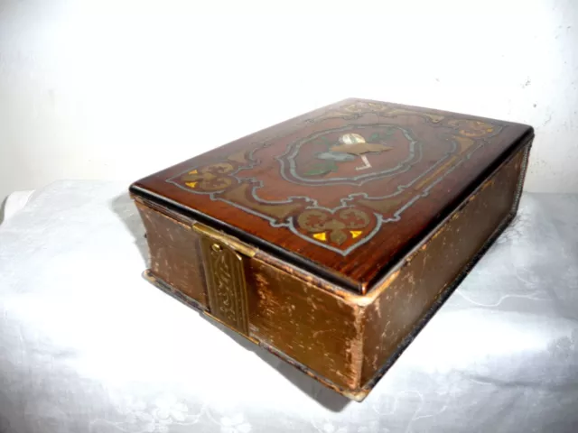 Not A Book! An Antique Marquetry Boulle Style Mop, Brass, Wood Inlaid Box