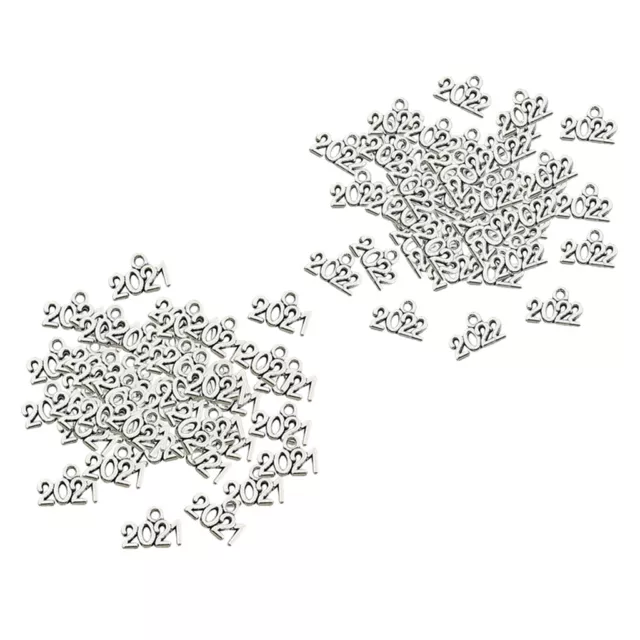 200Pcs Tibetan Silver Charms 2021/2022 Anzahl Anhänger Metall   DIY