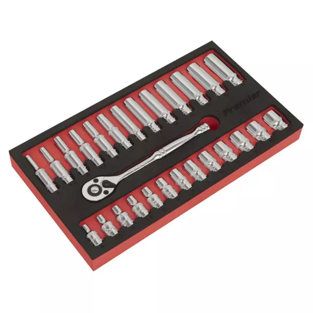 Sealey AK66721 Ratchet Wrench & Socket Set 27pc 1/4"Sq Drive