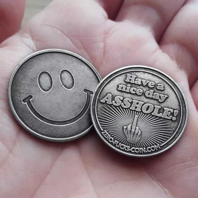 Smiley Face/Have a Nice Day Asshole! Middle Finger Coin 10-Pack - NEW