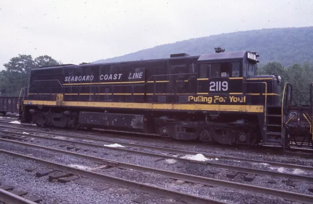 ORIGINAL 1980 RAILROAD SLIDE SCL SEABOARD COAST LINE 2119 x ACL GE U25C Atlantic